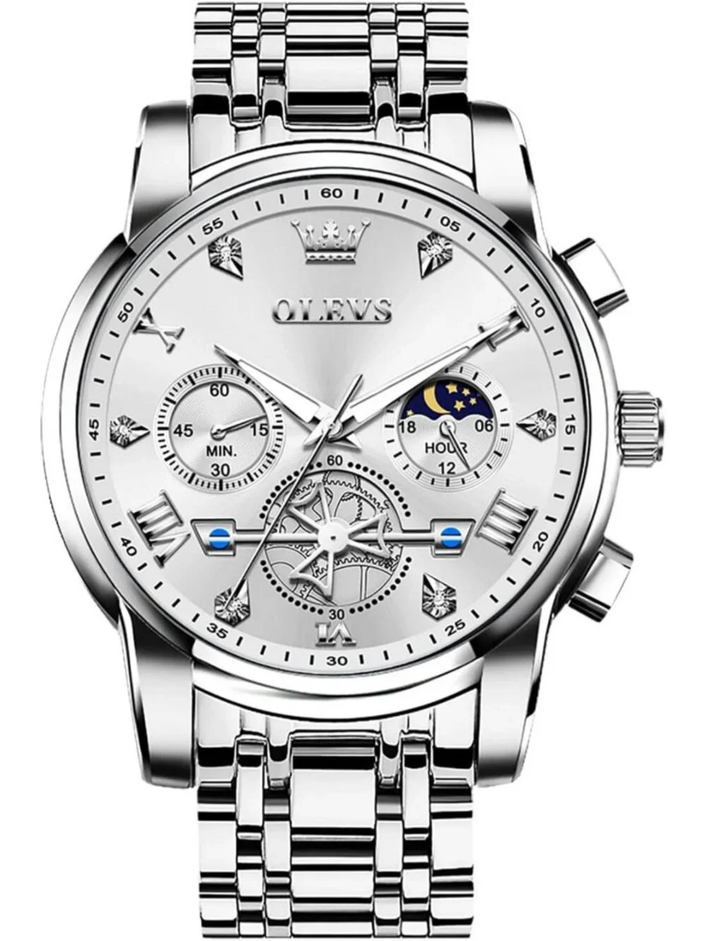 Stylish Men's Stainless Steel Chronograph Watch - Waterproof Analog Quartz